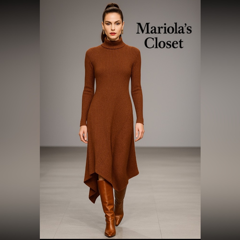 Stunning Metallic Brown Asymmetrical Dress